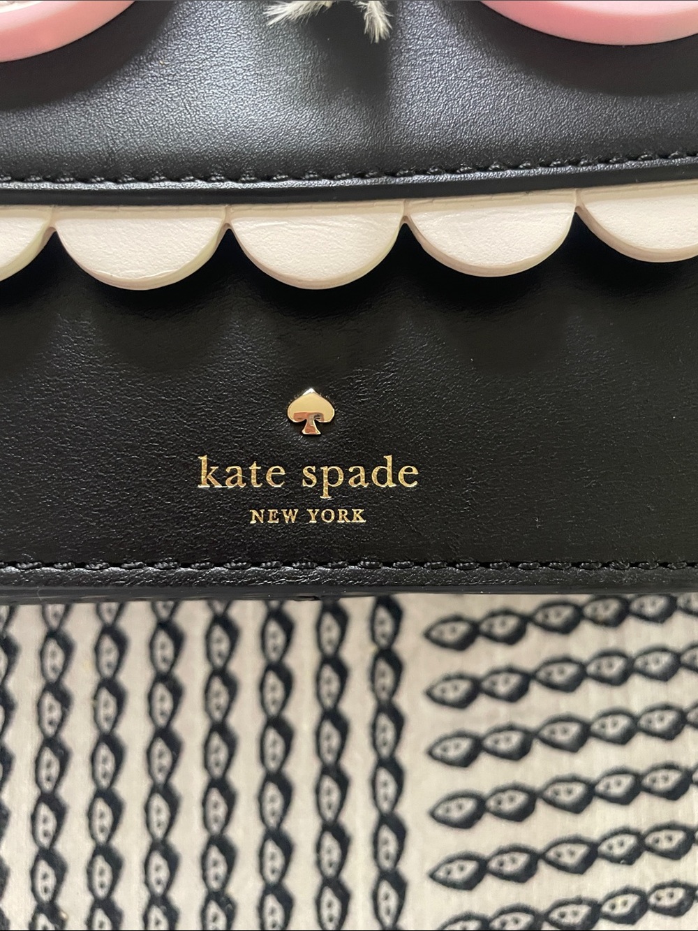 kate spade Black Crossbody with Pink Faux-Fur Eye Details - Picture 6 of 13